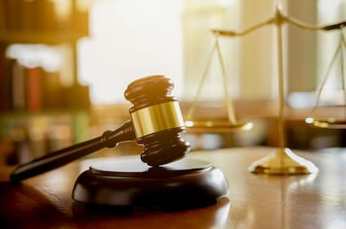 Gavel and scales of justice on a desk